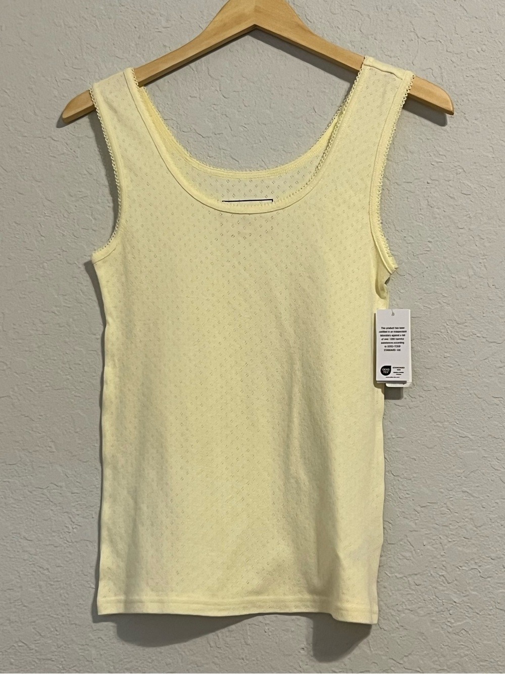 Charter Club Pointelle Cotton Tank Top Lemon Yellow Sleeveless Pajama Lounge M,L